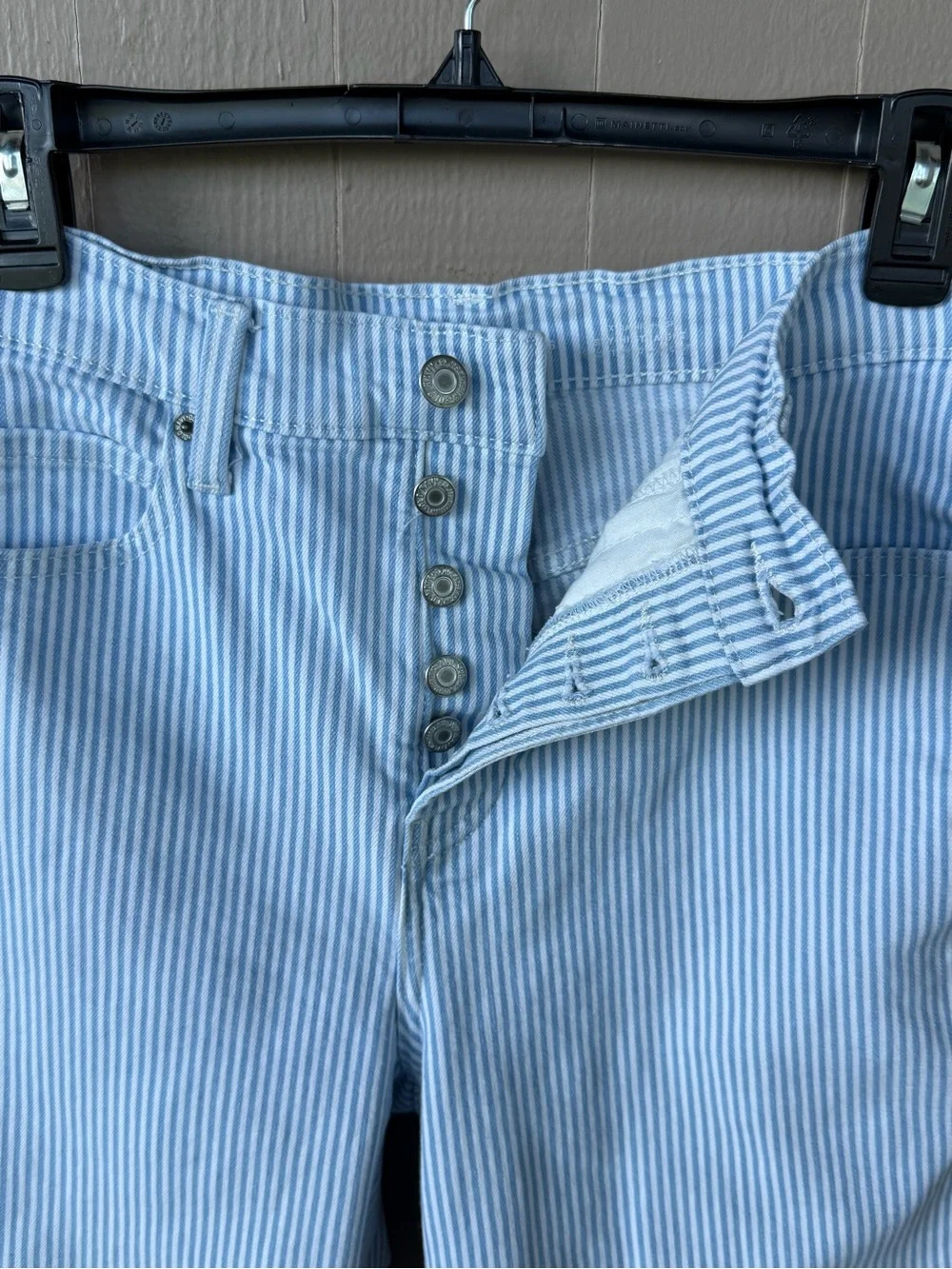 Old‎ Navy High-Rise Straight Leg Button Fly Jeans -Blue/White Stripe Sz S
